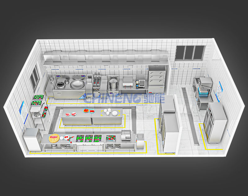 20-50人學校食堂廚房3D效果圖